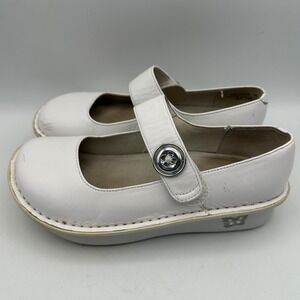 Alegria White Leather Mary Jane Comfort Shoes Womens 35 US 5-5.5 Slip Resistant